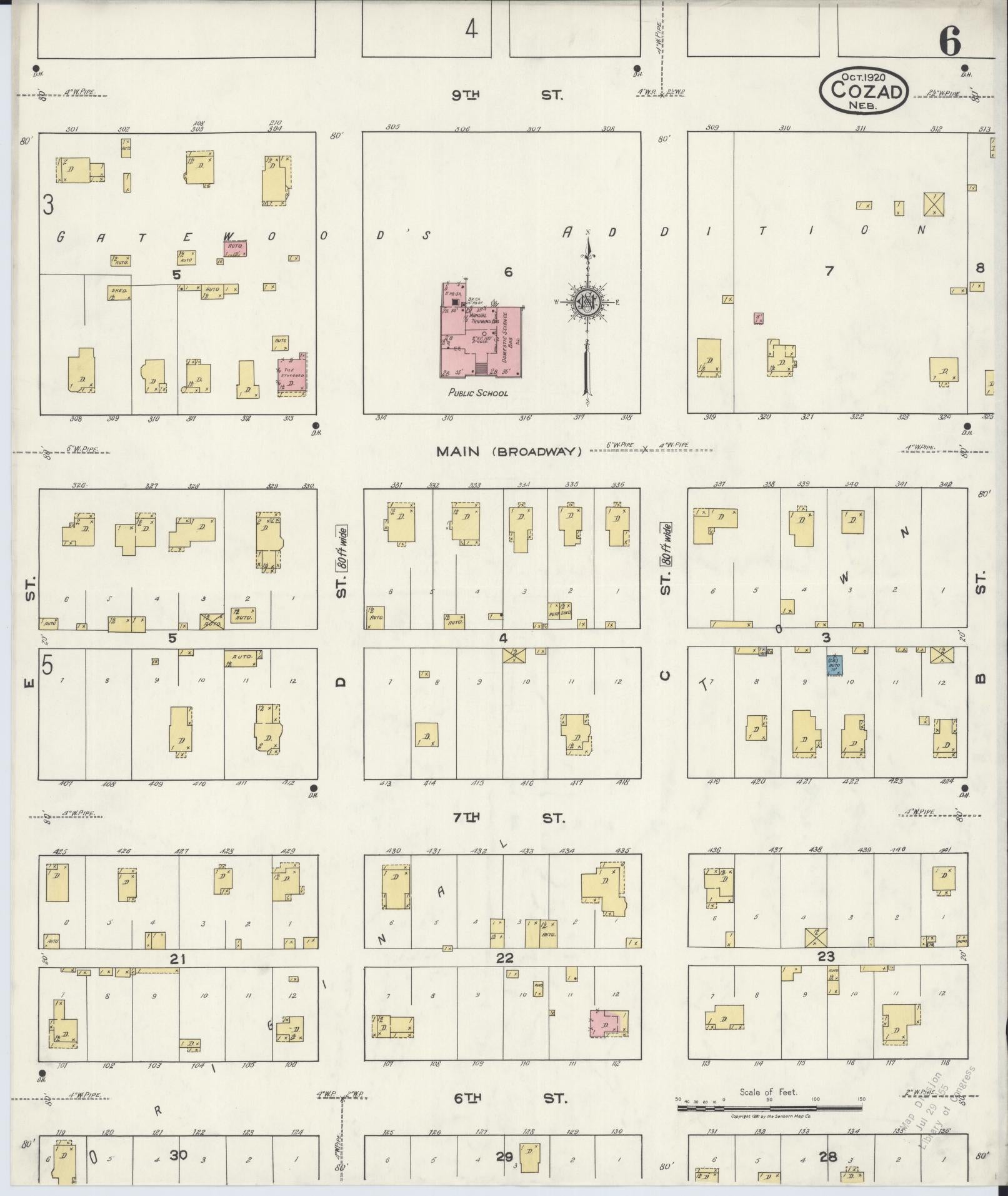 Sanborn Fire Insurance Map from Cozad, Dawson County, Nebraska (1920), Sheet #0006 - Complete Map Set gallery image, historic Sanborn map, vintage wall art, Nebraska Nebraska