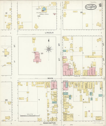 Sanborn Fire Insurance Map from Hillsboro, Washington County, Oregon (1892), Sheet #0002 - Complete Map Set gallery image, historic Sanborn map, vintage wall art, Oregon Oregon
