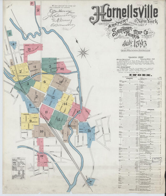 Sanborn Fire Insurance Map from Hornell, Steuben County, New York. (1893) – Historic Sanborn Fire Insurance Map Print