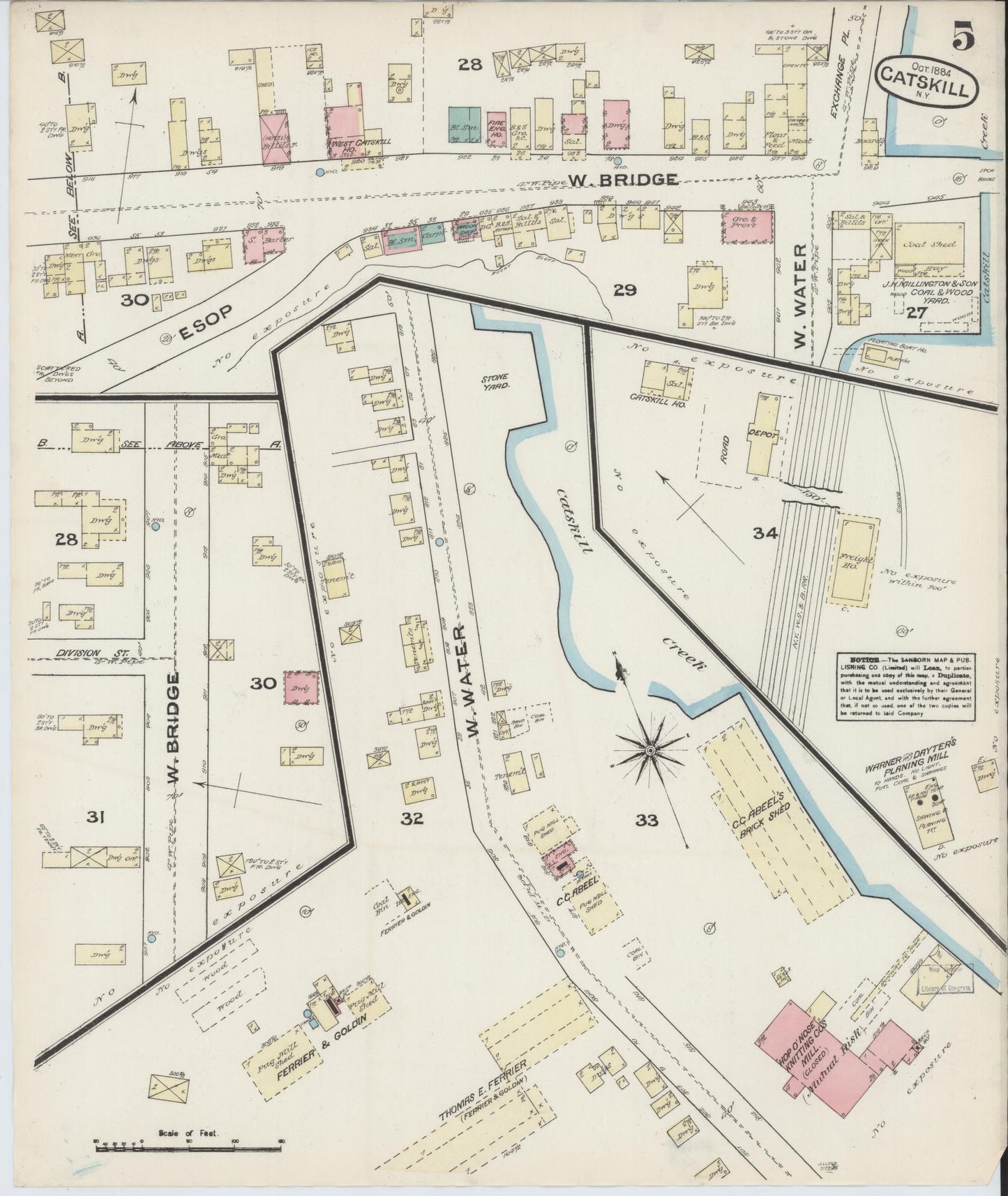 Sanborn Fire Insurance Map from Catskill, Greene County, New York (1884), Sheet #0005 - Complete Map Set gallery image, historic Sanborn map, vintage wall art, New York New York