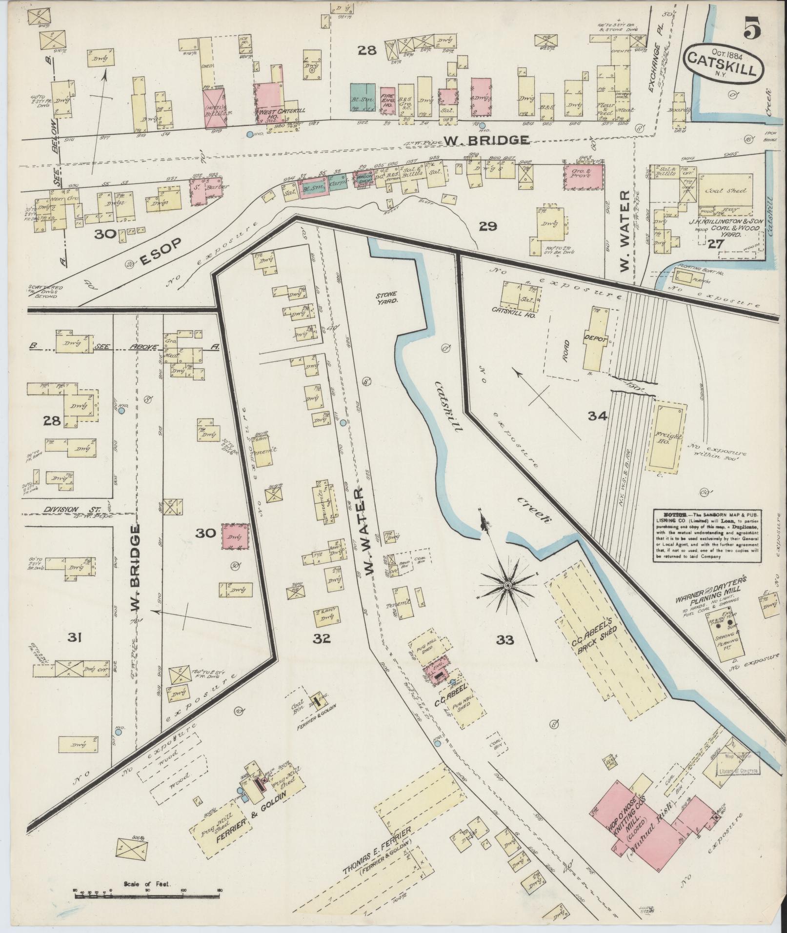 Sanborn Fire Insurance Map from Catskill, Greene County, New York (1884), Sheet #0005 - Complete Map Set gallery image, historic Sanborn map, vintage wall art, New York New York