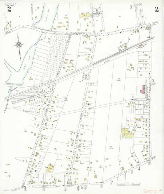 Sanborn Fire Insurance Map from Bayport, Suffolk County, New York (1938), Sheet #0002 - Historic Sanborn Fire Insurance Map Print, vintage old map wall art, antique decor, genealogy gift, New York New York map