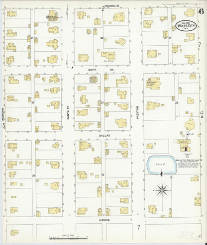 Sanborn Fire Insurance Map from Wolfe City, Hunt County, Texas (1909), Sheet #0006 - Complete Map Set gallery image, historic Sanborn map, vintage wall art, Texas Texas