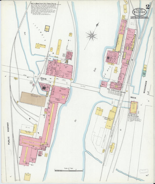 Sanborn Fire Insurance Map from Dundee, Kane County, Illinois (1905), Sheet #0002 - Historic Sanborn Fire Insurance Map Print, vintage old map wall art, antique decor, genealogy gift, Illinois Illinois map