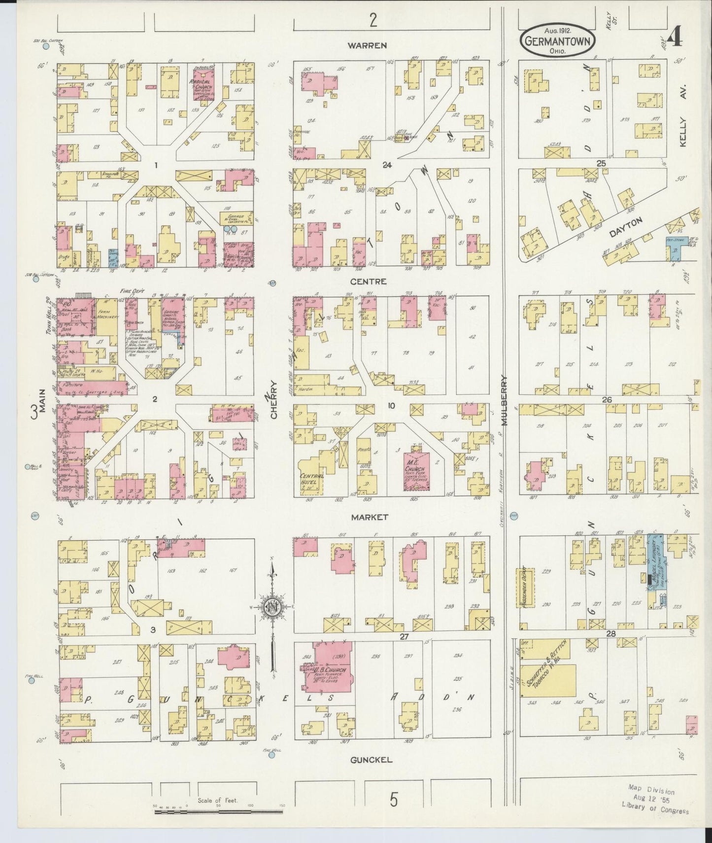 Sanborn Fire Insurance Map from Germantown, Montgomery County, Ohio (1912), Sheet #0004 - Complete Map Set gallery image, historic Sanborn map, vintage wall art, Ohio Ohio