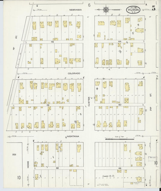 Sanborn Fire Insurance Map from Huron, Beadle County, South Dakota (1916), Sheet #0005 - Historic Sanborn Fire Insurance Map Print, vintage old map wall art, antique decor, genealogy gift, South Dakota South Dakota map