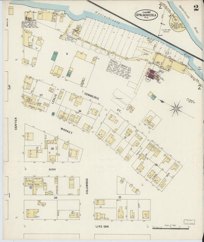 Sanborn Fire Insurance Map from Apalachicola, Franklin County, Florida (1897), Sheet #0002 - Historic Sanborn Fire Insurance Map Print, vintage old map wall art, antique decor, genealogy gift, Florida Florida map