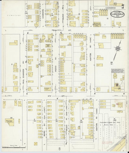 Sanborn Fire Insurance Map from Clarksdale, Coahoma County, Mississippi (1914), Sheet #0007 - Complete Map Set gallery image, historic Sanborn map, vintage wall art, Mississippi Mississippi