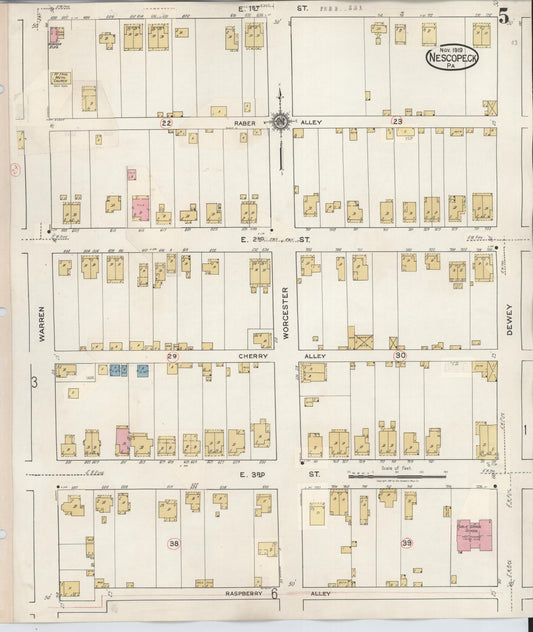 Sanborn Fire Insurance Map from Nescopeck, Luzerne County, Pennsylvania (1936), Sheet #0005 - Historic Sanborn Fire Insurance Map Print, vintage old map wall art, antique decor, genealogy gift, Pennsylvania Pennsylvania map