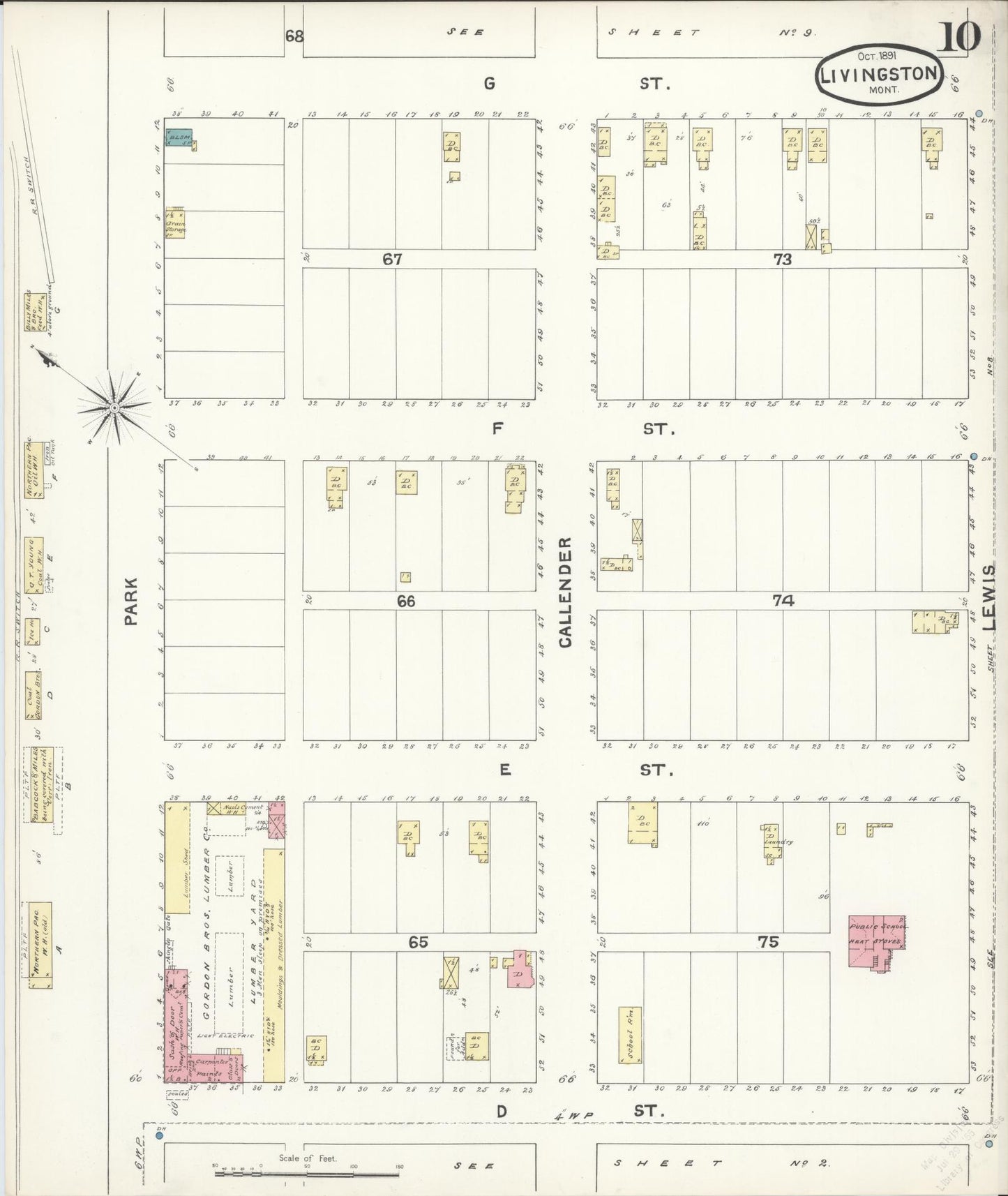 Sanborn Fire Insurance Map from Livingston, Park County, Montana (1891), Sheet #0010 - Complete Map Set gallery image, historic Sanborn map, vintage wall art, Montana Montana