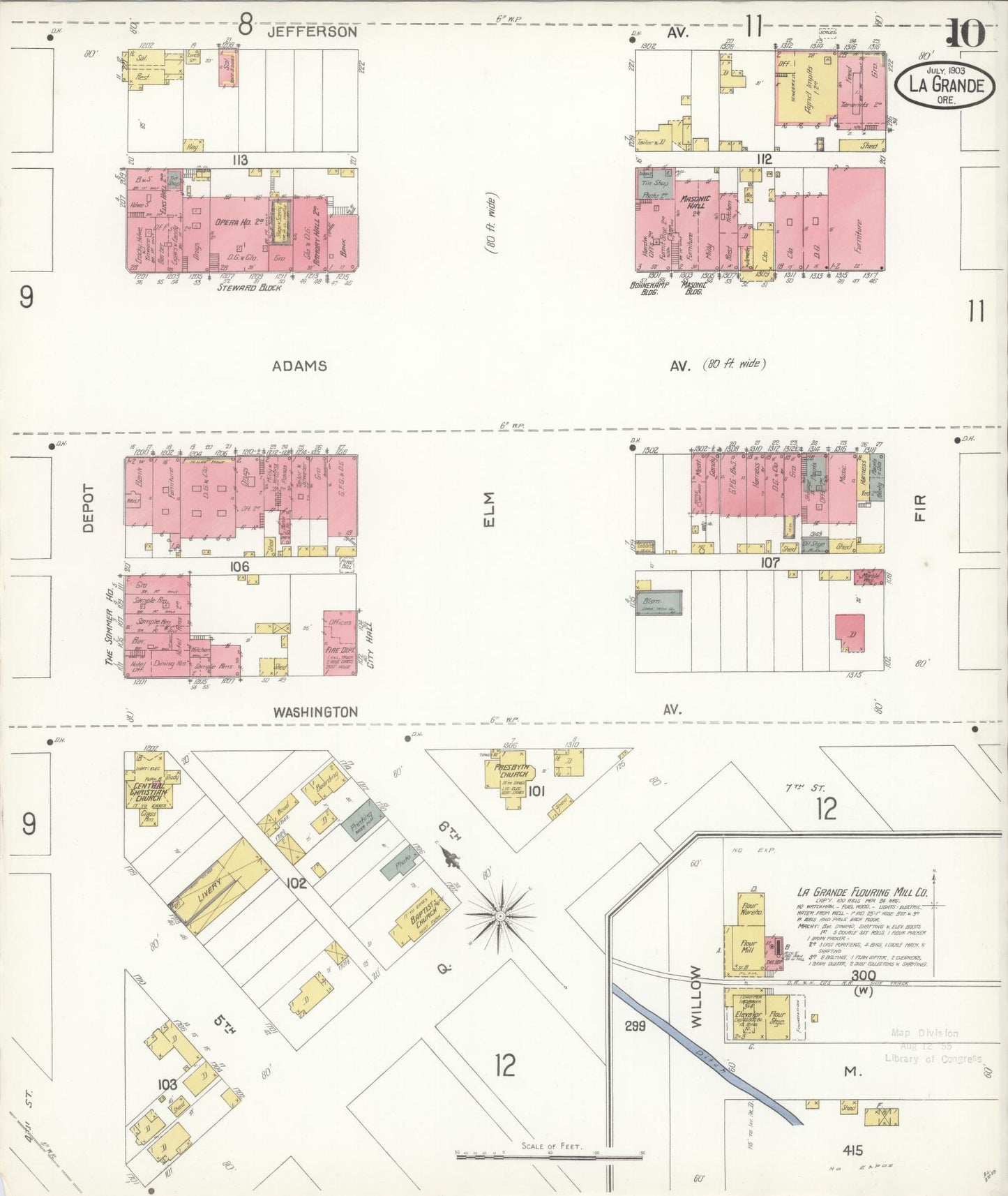 Sanborn Fire Insurance Map from La Grande, Union County, Oregon (1903), Sheet #0010 - Complete Map Set gallery image, historic Sanborn map, vintage wall art, Oregon Oregon