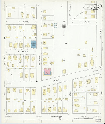Sanborn Fire Insurance Map from Linton, Greene County, Indiana (1910), Sheet #0007 - Historic Sanborn Fire Insurance Map Print, vintage old map wall art, antique decor, genealogy gift, Indiana Indiana map