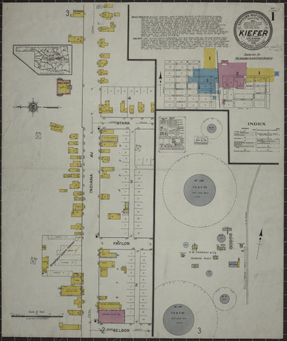 Sanborn Fire Insurance Map from Kiefer, Creek County, Oklahoma (1919), Sheet #0001 - Complete Map Set gallery image, historic Sanborn map, vintage wall art, Oklahoma Oklahoma
