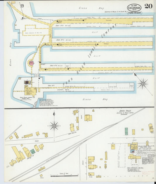 Sanborn Fire Insurance Map from Escanaba, Delta County, Michigan (1899), Sheet #0020 - Historic Sanborn Fire Insurance Map Print, vintage old map wall art, antique decor, genealogy gift, Michigan Michigan map