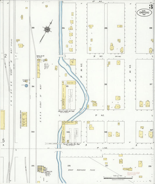 Sanborn Fire Insurance Map from Choteau, Teton County, Montana (1921), Sheet #0003 - Historic Sanborn Fire Insurance Map Print, vintage old map wall art, antique decor, genealogy gift, Montana Montana map