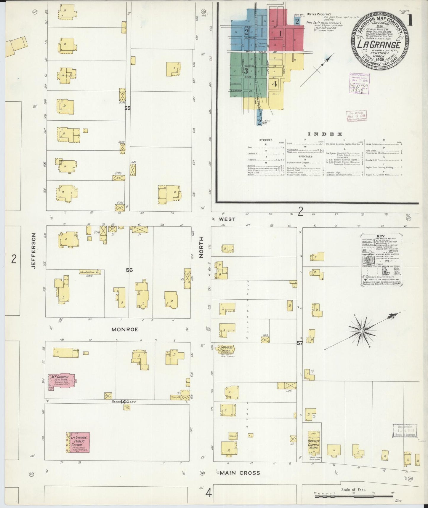 Sanborn Fire Insurance Map from La Grange, Oldham County, Kentucky. (1908) – Historic Sanborn Fire Insurance Map Print