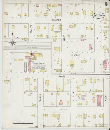 Sanborn Fire Insurance Map from Chesterton, Porter County, Indiana (1893), Sheet #0002 - Historic Sanborn Fire Insurance Map Print, vintage old map wall art, antique decor, genealogy gift, Indiana Indiana map