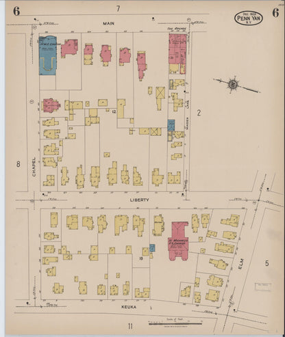 Sanborn Fire Insurance Map from Penn Yan, Yates County, New York (1922), Sheet #0006 - Complete Map Set gallery image, historic Sanborn map, vintage wall art, New York New York