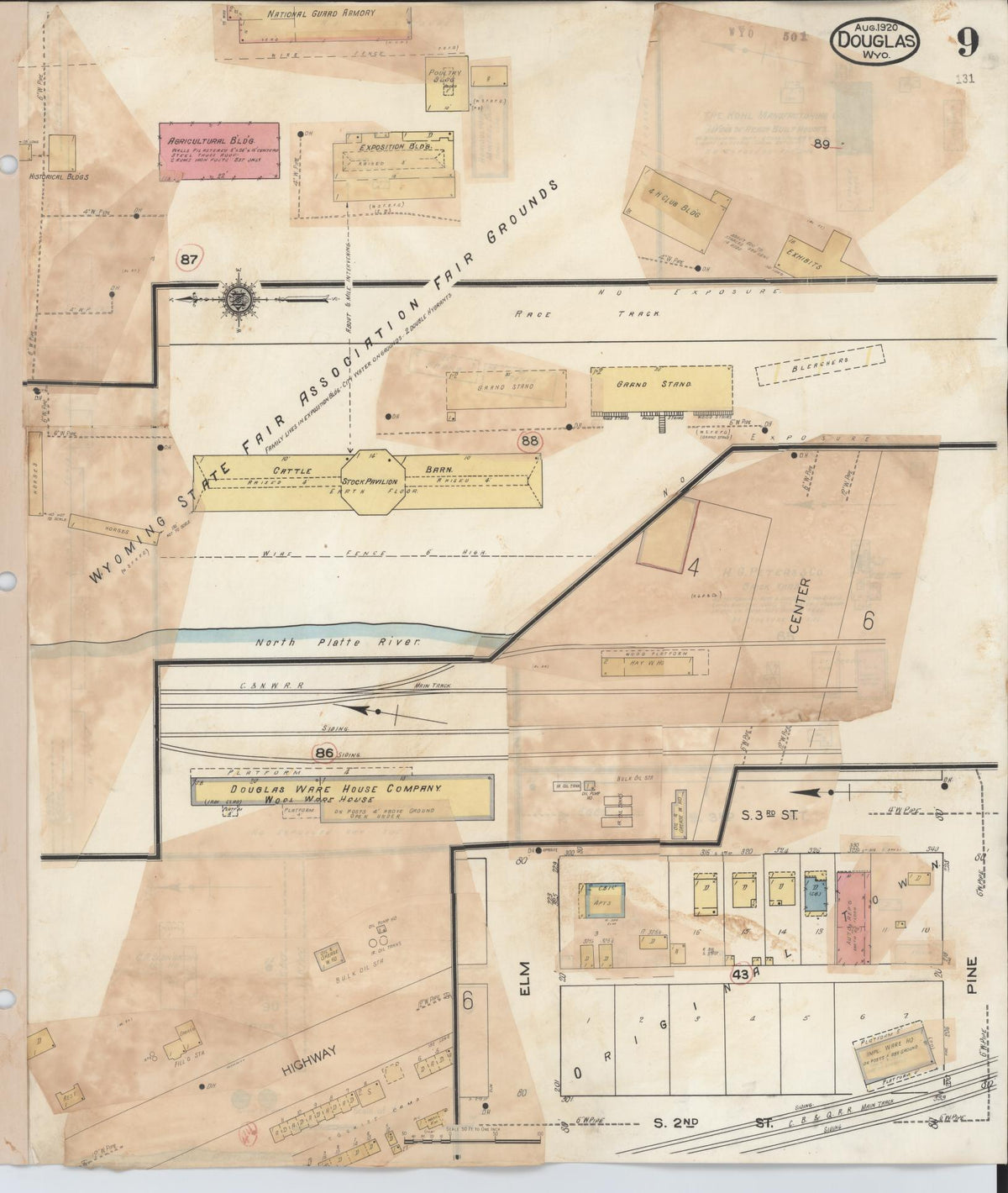 Sanborn Fire Insurance Map from Douglas, Converse County, Wyoming (1944), Sheet #0009 - Complete Map Set gallery image, historic Sanborn map, vintage wall art, Wyoming Wyoming