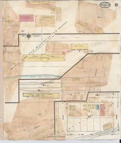 Sanborn Fire Insurance Map from Douglas, Converse County, Wyoming (1944), Sheet #0009 - Complete Map Set gallery image, historic Sanborn map, vintage wall art, Wyoming Wyoming