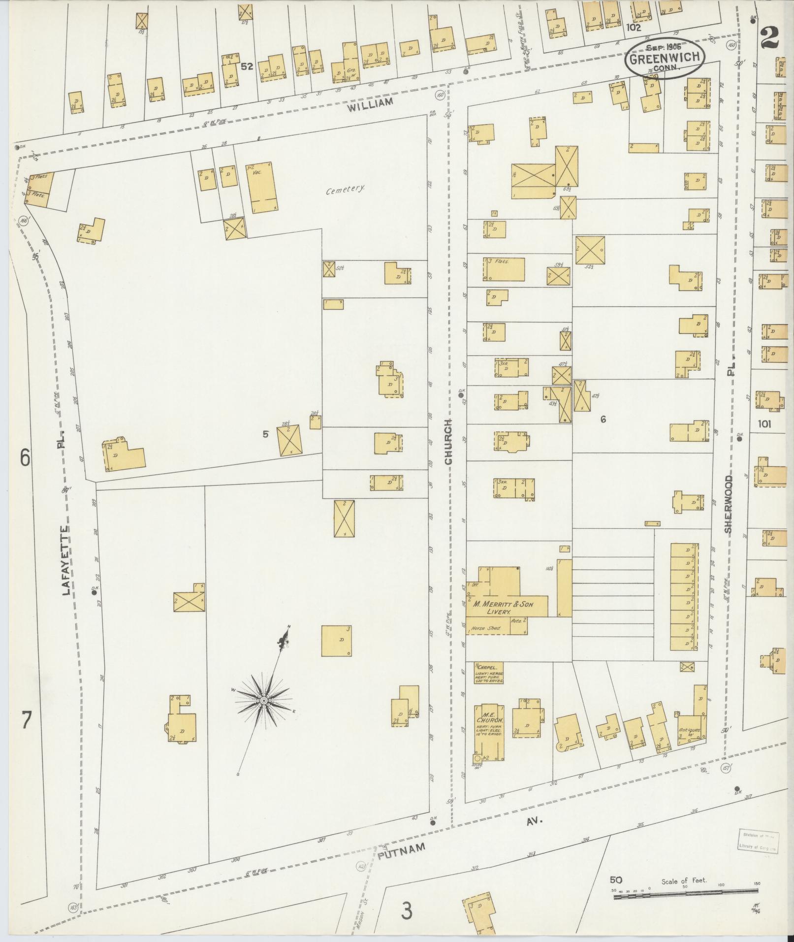 Sanborn Fire Insurance Map from Greenwich, Fairfield County, Connecticut (1906), Sheet #0002 - Complete Map Set gallery image, historic Sanborn map, vintage wall art, Connecticut Connecticut