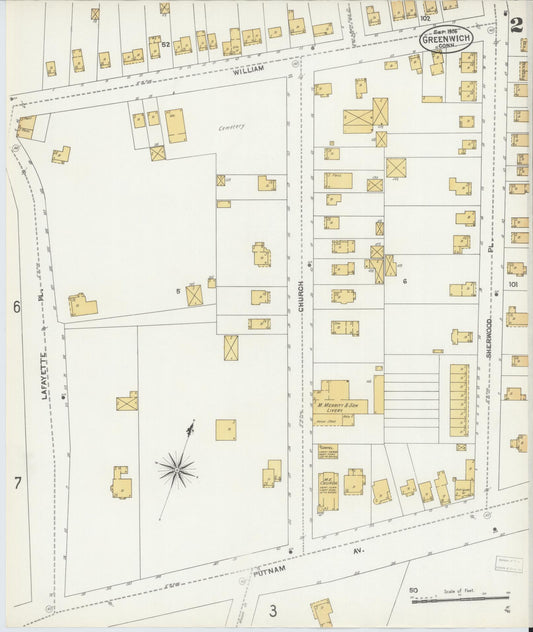 Sanborn Fire Insurance Map from Greenwich, Fairfield County, Connecticut (1906), Sheet #0002 - Complete Map Set gallery image, historic Sanborn map, vintage wall art, Connecticut Connecticut