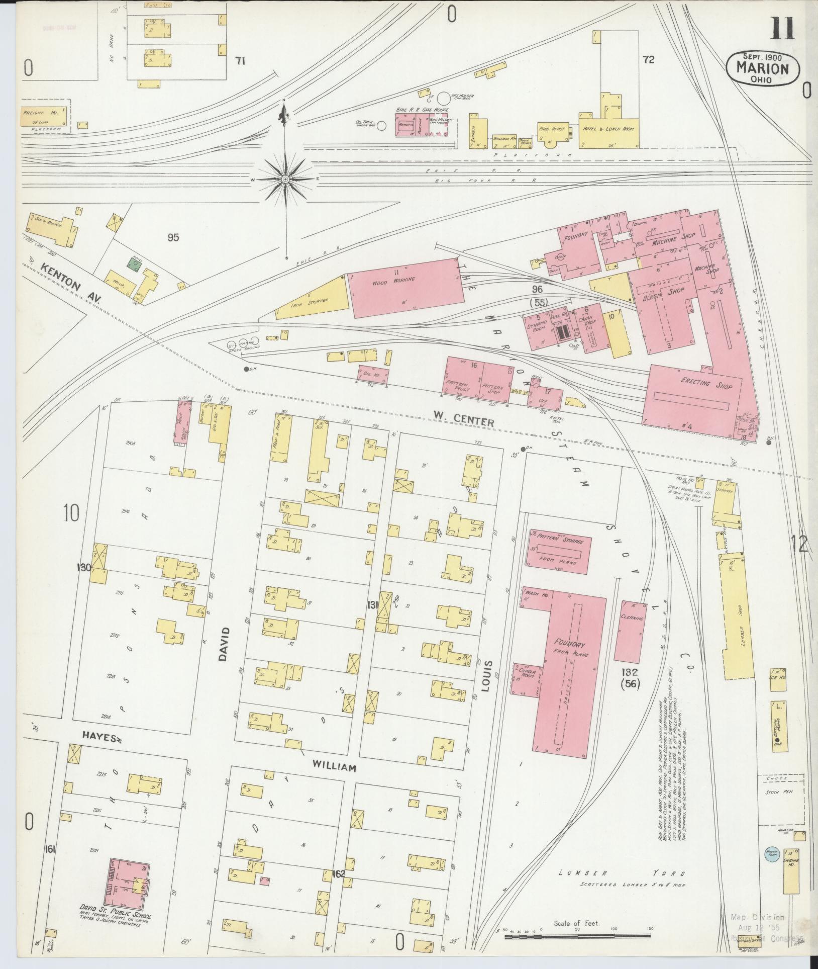 Sanborn Fire Insurance Map from Marion, Marion County, Ohio (1900), Sheet #0011 - Historic Sanborn Fire Insurance Map Print, vintage old map wall art, antique decor, genealogy gift, Ohio Ohio map