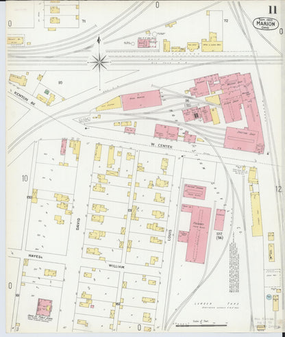 Sanborn Fire Insurance Map from Marion, Marion County, Ohio (1900), Sheet #0011 - Historic Sanborn Fire Insurance Map Print, vintage old map wall art, antique decor, genealogy gift, Ohio Ohio map