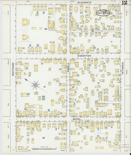 Sanborn Fire Insurance Map from Key West, Monroe County, Florida (1892), Sheet #0012 - Complete Map Set gallery image, historic Sanborn map, vintage wall art, Florida Florida