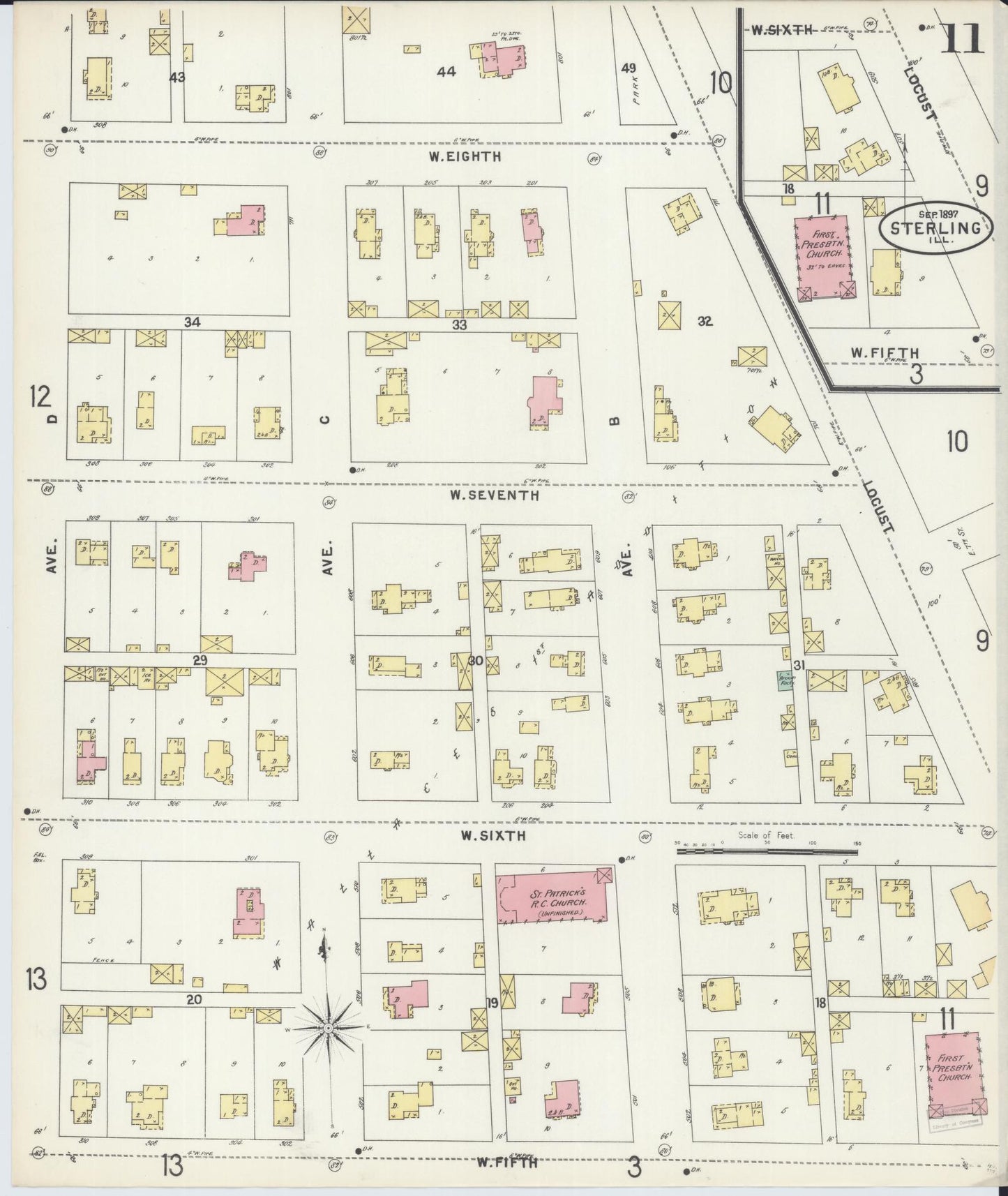 Sanborn Fire Insurance Map from Sterling, Whiteside County, Illinois (1897), Sheet #0011 - Complete Map Set gallery image, historic Sanborn map, vintage wall art, Illinois Illinois