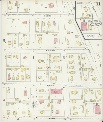 Sanborn Fire Insurance Map from Sterling, Whiteside County, Illinois (1897), Sheet #0011 - Complete Map Set gallery image, historic Sanborn map, vintage wall art, Illinois Illinois