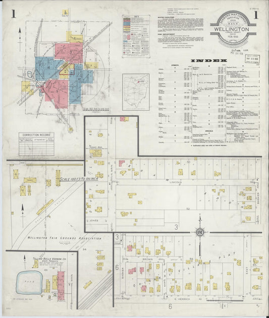 Sanborn Fire Insurance Map from Wellington, Lorain County, Ohio (1933), Sheet #0001 - Complete Map Set gallery image, historic Sanborn map, vintage wall art, Ohio Ohio