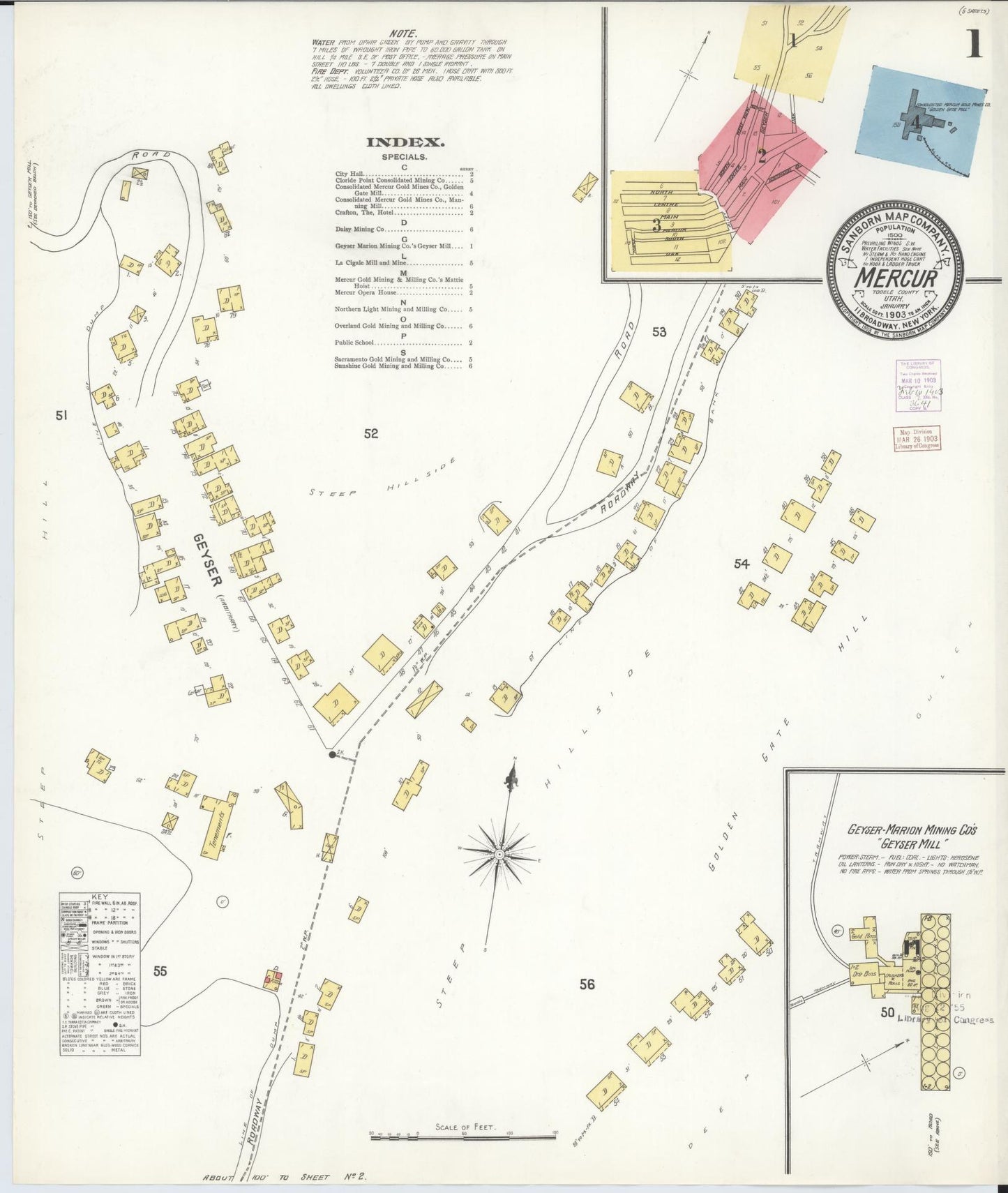 Sanborn Fire Insurance Map from Mercur, Toele County, Utah. (1903) – Historic Sanborn Fire Insurance Map Print