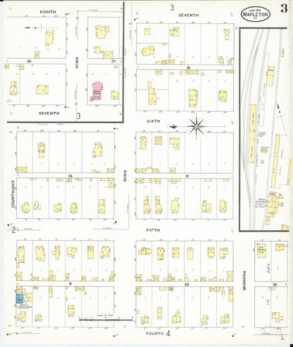 Sanborn Fire Insurance Map from Mapleton, Monona County, Iowa (1909), Sheet #0003 - Historic Sanborn Fire Insurance Map Print, vintage old map wall art