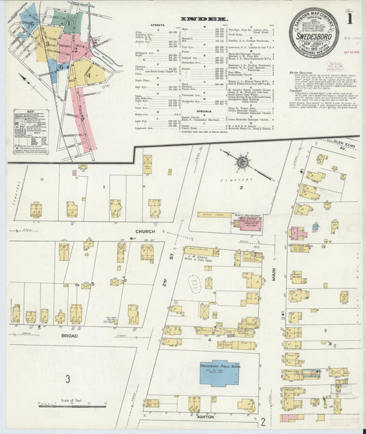 Sanborn Fire Insurance Map from Swedesboro, Gloucester County, New Jersey. (1910) – Historic Sanborn Fire Insurance Map Print