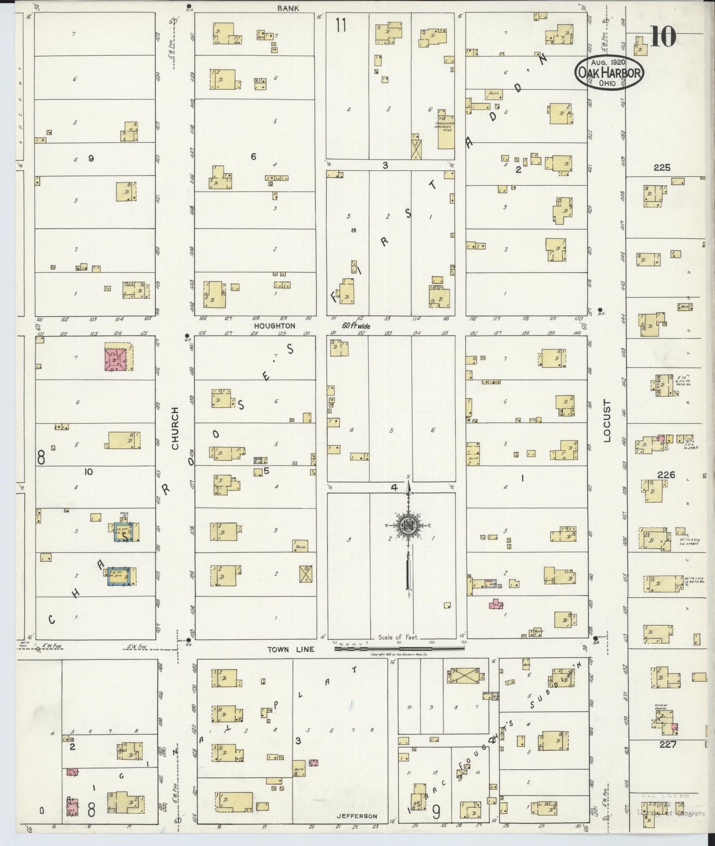Sanborn Fire Insurance Map from Oak Harbor, Ottawa County, Ohio (1920), Sheet #0010 - Complete Map Set gallery image, historic Sanborn map, vintage wall art, Ohio Ohio
