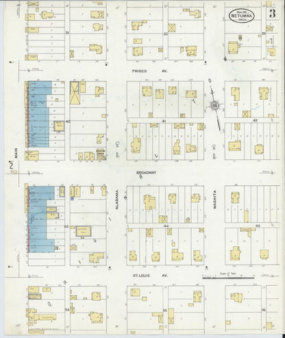 Sanborn Fire Insurance Map from Wetumka, Hughes County, Oklahoma (1911), Sheet #0003 - Complete Map Set gallery image, historic Sanborn map, vintage wall art, Oklahoma Oklahoma