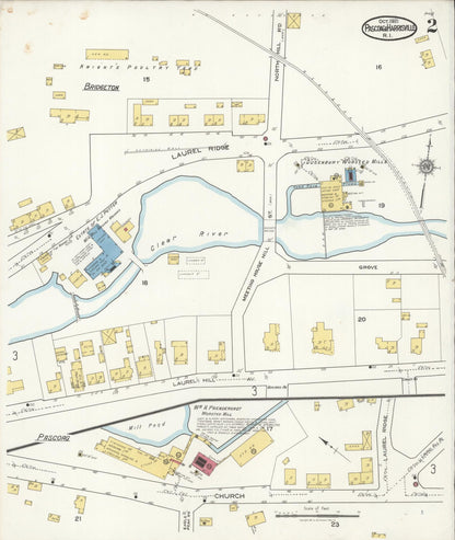Sanborn Fire Insurance Map from Pascoag, Providence County, Rhode Island (1921), Sheet #0002 - Complete Map Set gallery image, historic Sanborn map, vintage wall art, Rhode Island Rhode Island