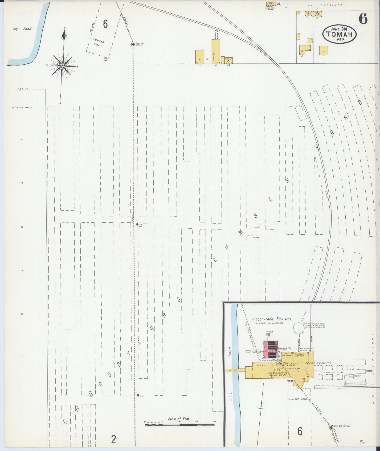 Sanborn Fire Insurance Map from Tomah, Monroe County, Wisconsin (1904), Sheet #0006 - Complete Map Set gallery image, historic Sanborn map, vintage wall art, Wisconsin Wisconsin
