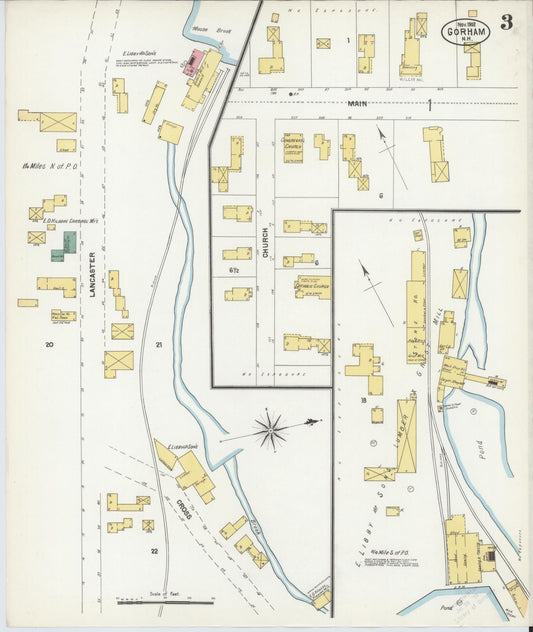Sanborn Fire Insurance Map from Gorham, Coos County, New Hampshire (1902), Sheet #0003 - Historic Sanborn Fire Insurance Map Print, vintage old map wall art, antique decor, genealogy gift, New Hampshire New Hampshire map