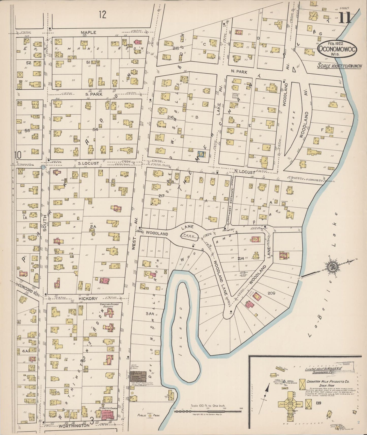 Sanborn Fire Insurance Map from Oconomowoc, Waukesha County, Wisconsin (1922), Sheet #0011 - Complete Map Set gallery image, historic Sanborn map, vintage wall art, Wisconsin Wisconsin