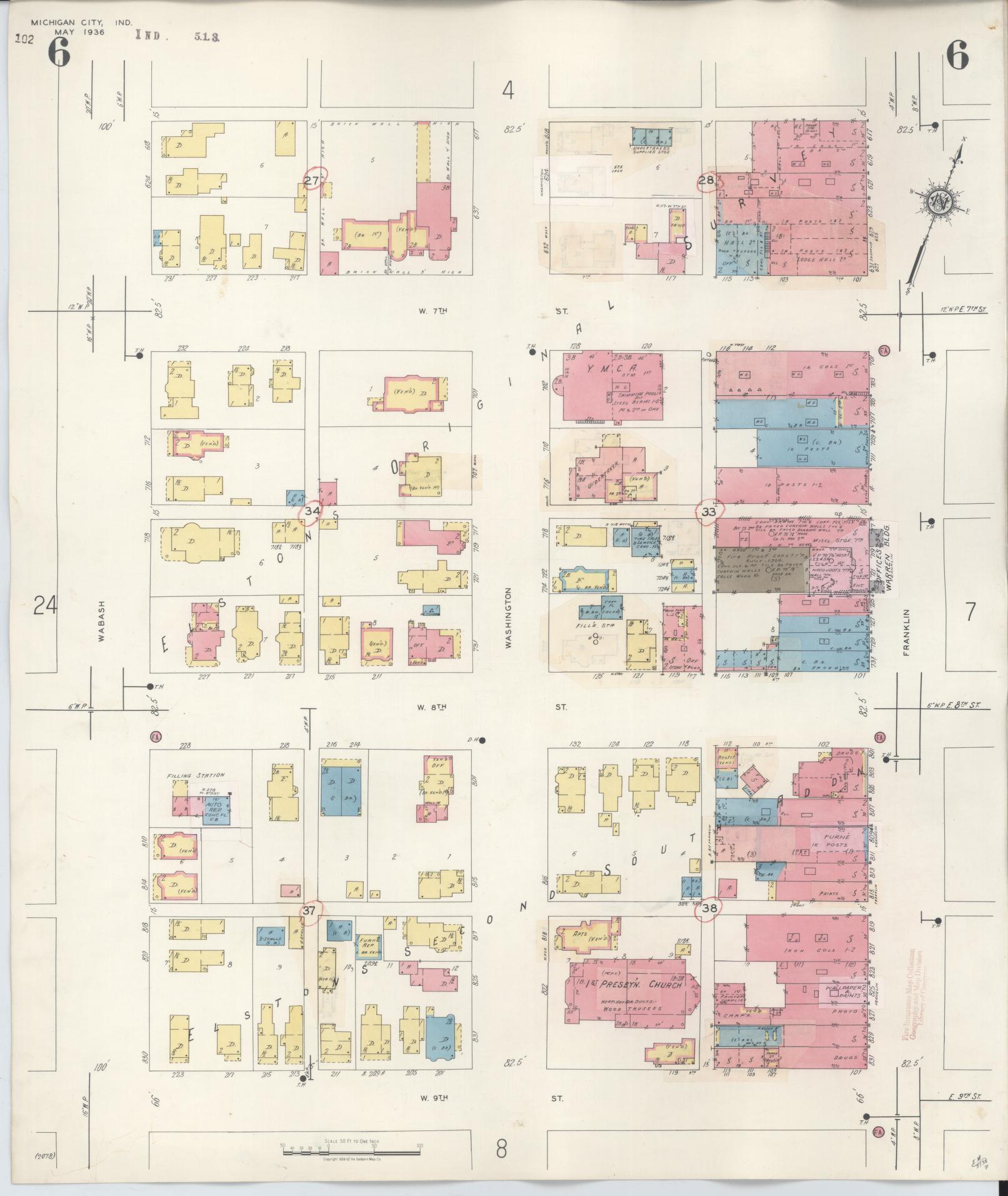 Sanborn Fire Insurance Map from Michigan City, La Porte County, Indiana (1948), Sheet #0006 - Complete Map Set gallery image, historic Sanborn map, vintage wall art, Michigan Michigan