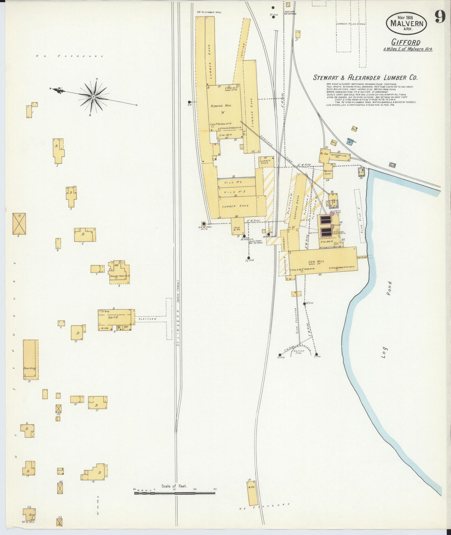 Sanborn Fire Insurance Map from Malvern, Hot Springs County, Arkansas (1908), Sheet #0009 - Complete Map Set gallery image, historic Sanborn map, vintage wall art, Arkansas Arkansas