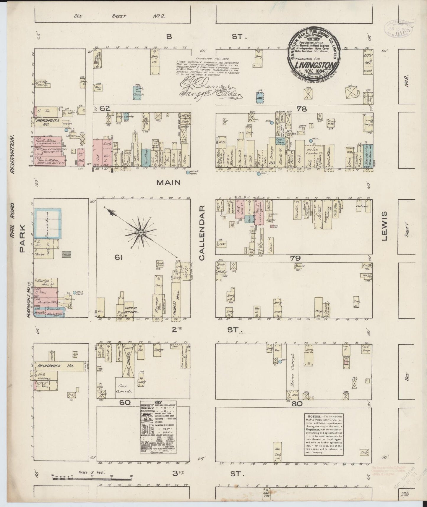 Sanborn Fire Insurance Map from Livingston, Park County, Montana. (1884) – Historic Sanborn Fire Insurance Map Print