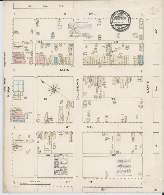 Sanborn Fire Insurance Map from Livingston, Park County, Montana. (1884) – Historic Sanborn Fire Insurance Map Print