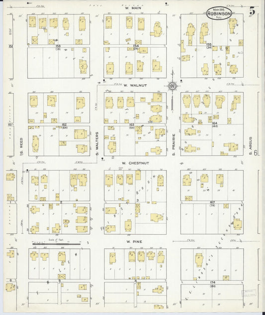 Sanborn Fire Insurance Map from Robinson, Crawford County, Illinois (1916), Sheet #0005 - Historic Sanborn Fire Insurance Map Print, vintage old map wall art, antique decor, genealogy gift, Illinois Illinois map