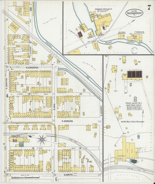 Sanborn Fire Insurance Map from Shenandoah, Schuylkill County, Pennsylvania (1902), Sheet #0007 - Historic Sanborn Fire Insurance Map Print, vintage old map wall art, antique decor, genealogy gift, Pennsylvania Pennsylvania map