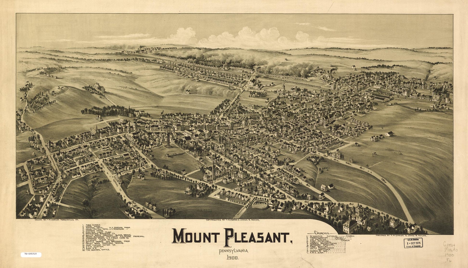 Mount Pleasant, Pennsylvania. (1900) – Historic Bird’s-Eye View Panorama Print