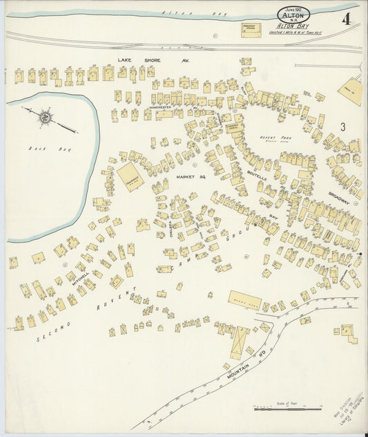 Sanborn Fire Insurance Map from Alton, Belknap County, New Hampshire (1912), Sheet #0004 - Historic Sanborn Fire Insurance Map Print, vintage old map wall art, antique decor, genealogy gift, New Hampshire New Hampshire map