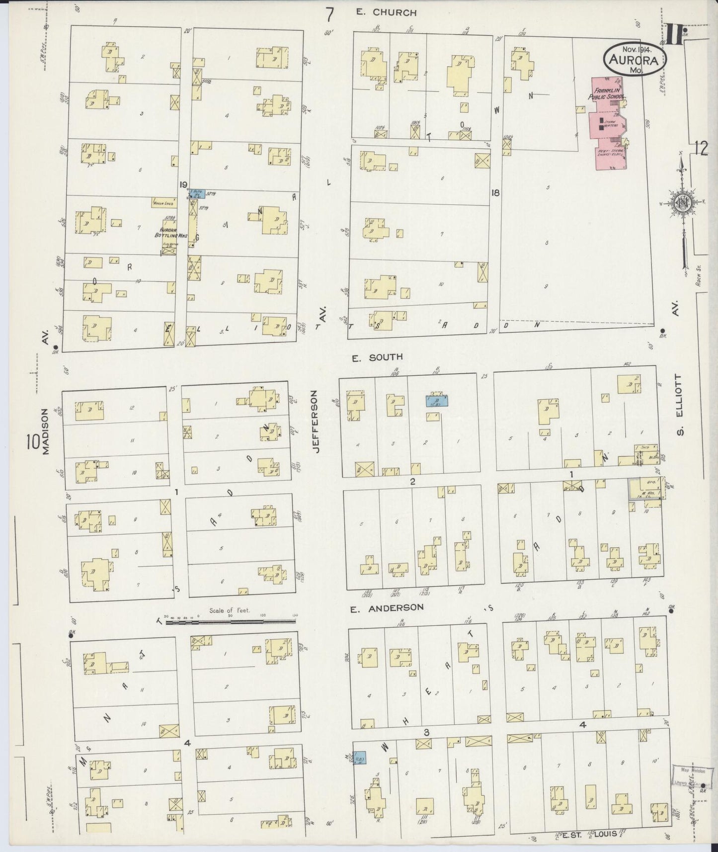 Sanborn Fire Insurance Map from Aurora, Lawrence County, Missouri (1914), Sheet #0011 - Historic Sanborn Fire Insurance Map Print, vintage old map wall art, antique decor, genealogy gift, Missouri Missouri map